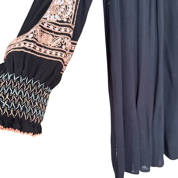 Free People Wind Willow Embroidered Tassel Tie Dress XS - Picture 5 of 5